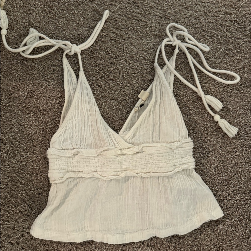 beachy white tie tank top
